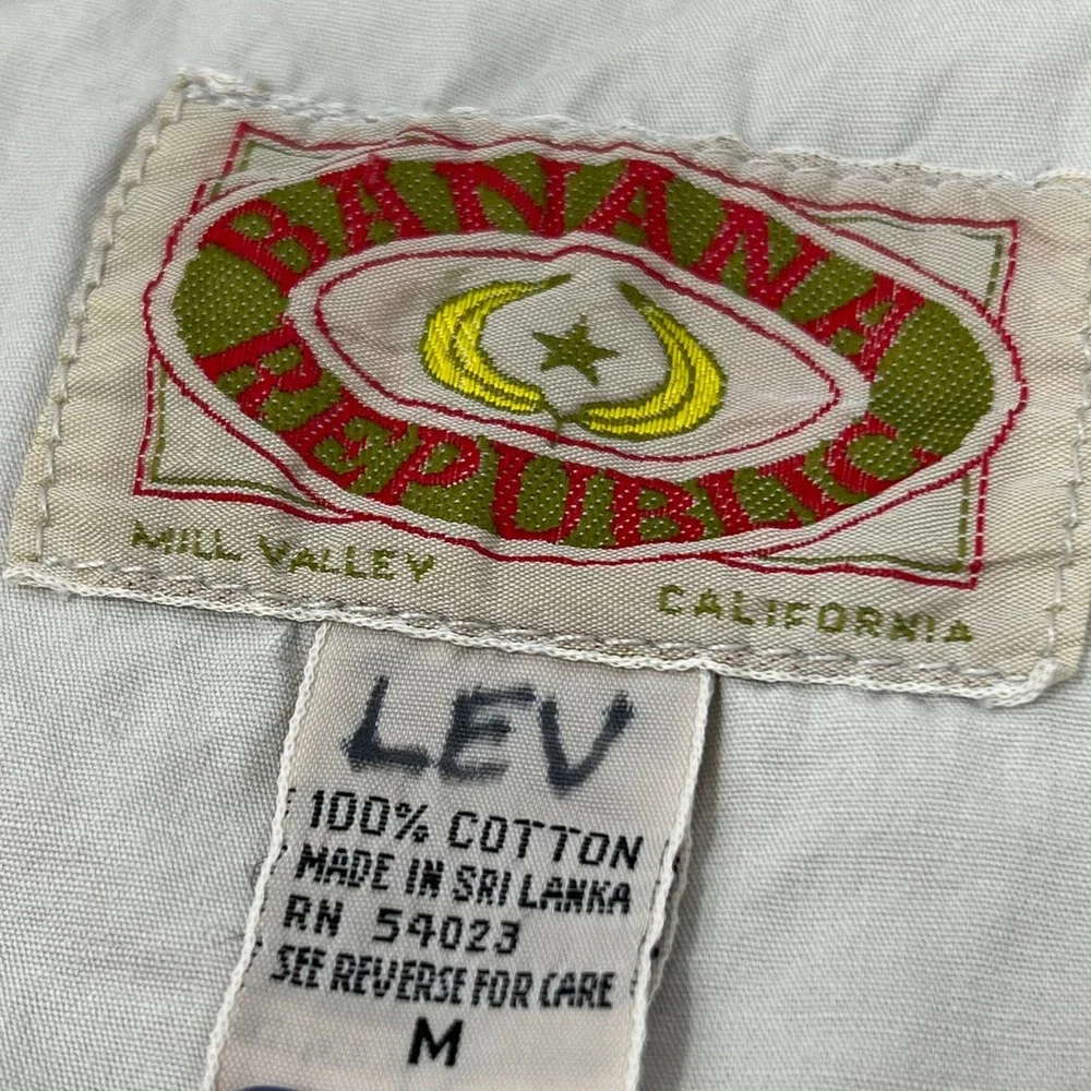 Vintage Banana Republic Safari Utility Vest Packable Hood Khaki‎ Mens Medium